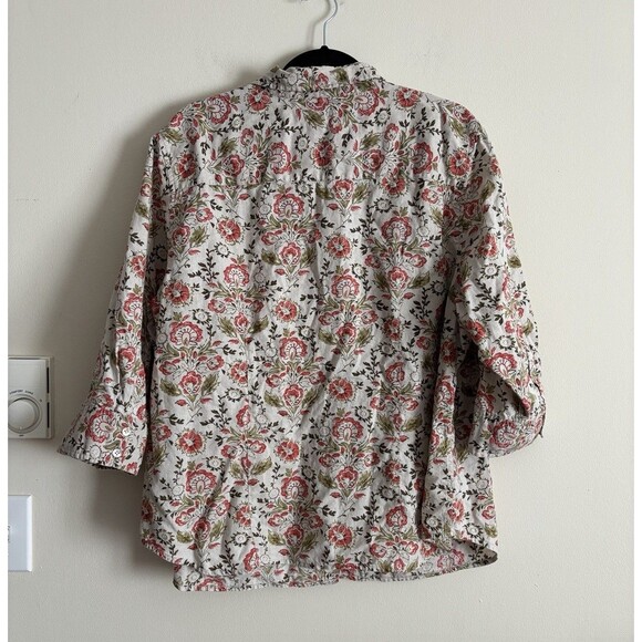 Charter Club Women Plus Size 3X Top 20W Floral Cotton Linen 3/4 Sleeve‎ Boho - Picture 5 of 5
